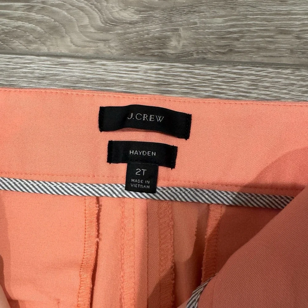 J.Crew Hayden 2T Bright Coral Peach Dress Pants Tailored Flare Preppy‎ Office